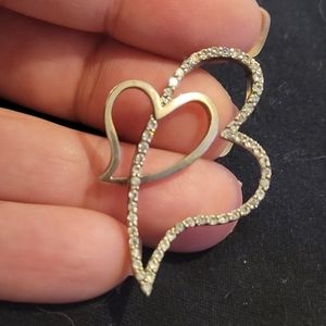 Sterling Silver double heart CZ pendant